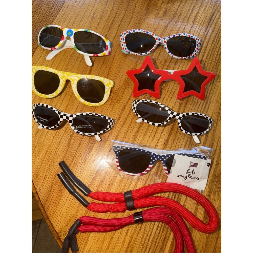 Infant Toddler Sunglasses Lot Of 9 Checkers Stars Flag Hawaiian
